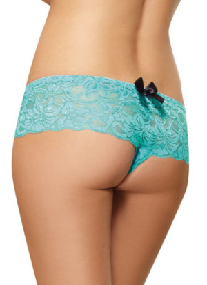 Shorty ouvert bleu turquoise court en dentelle - DG7177TUR